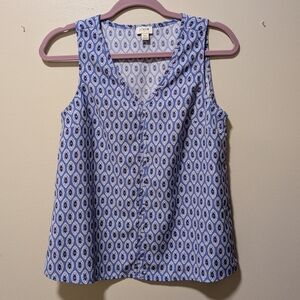 ✨5 For $50 J. Crew Factory Blue and White Sleeveless Blouse XS